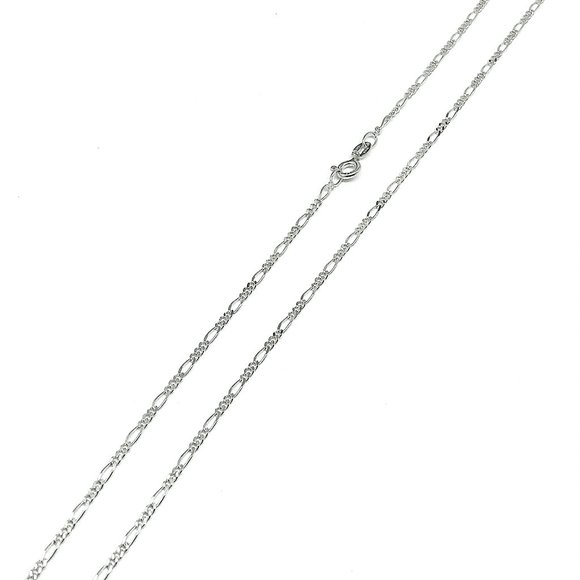 Super Fine - Italian Sterling Silver 1.7 mm Mini Figaro Link Chain Necklace 16" - Picture 2 of 7